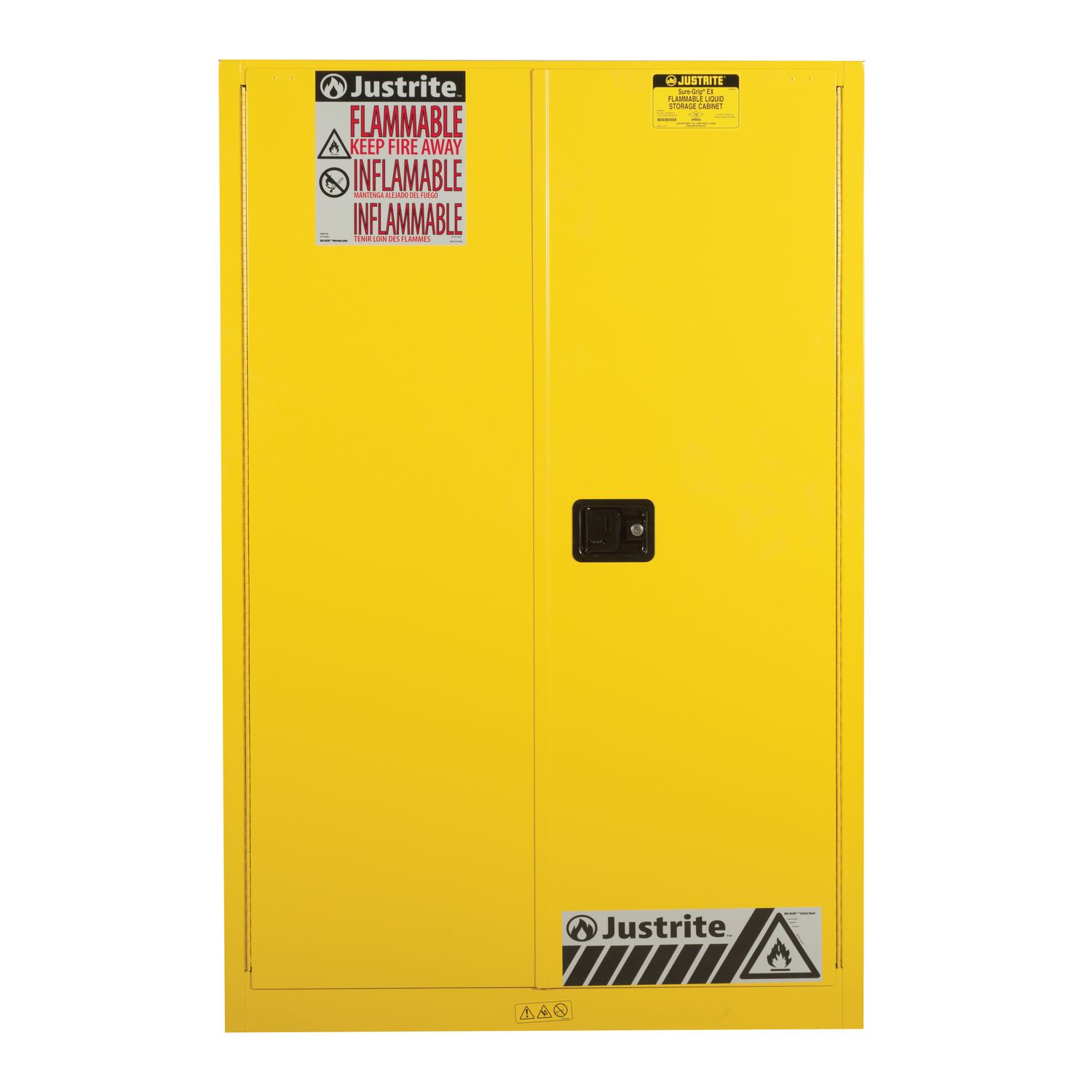 45 Gallon, 2 Shelves, 2 Doors, Self Close, Flammable Cabinet, Sure-Grip® EX, Yellow