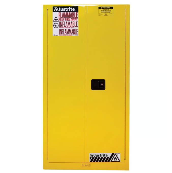 60 Gallon, 2 Shelves, 2 Doors, Self Close, Flammable Cabinet, Sure-Grip® EX, Yellow