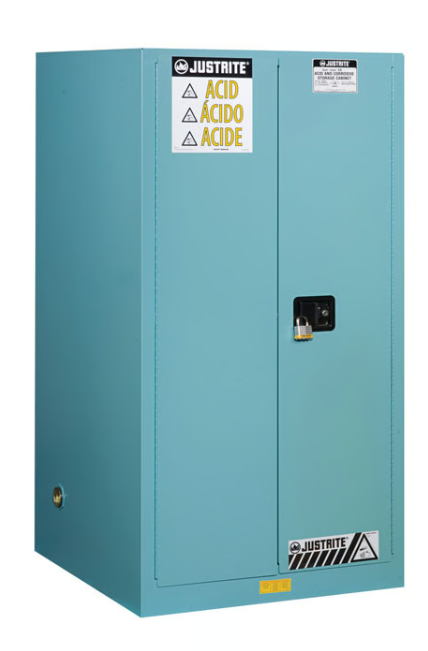 60 Gallon, 2 Shelves, 2 Doors, Self Close, Corrosives/Acid Steel Safety Cabinet, Sure-Grip® EX, Blue
