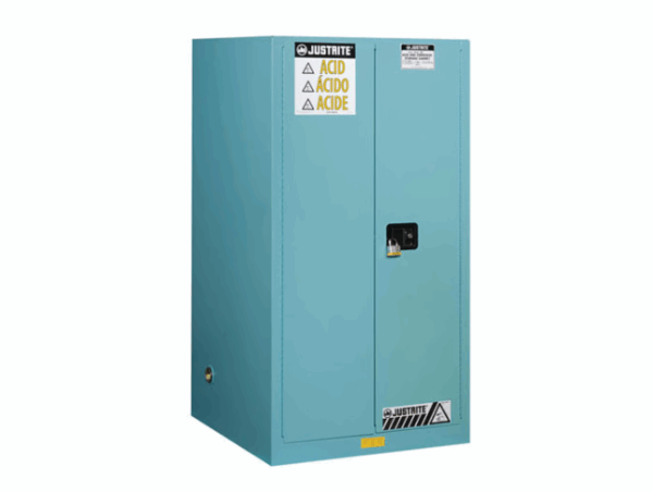 90 Gallon, 2 Shelves, 2 Doors, Self Close, Corrosives/Acid Steel Safety Cabinet, Sure-Grip® EX, Blue