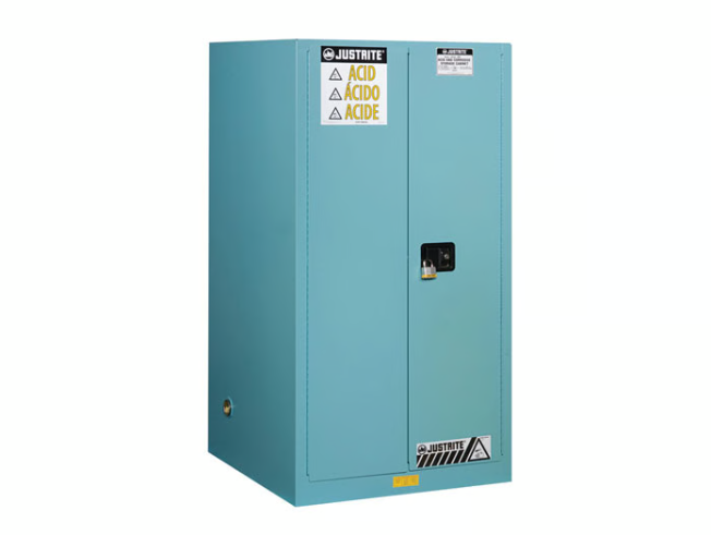 90 Gallon, 2 Shelves, 2 Doors, Self Close, Corrosives/Acid Steel Safety Cabinet, Sure-Grip® EX, Blue